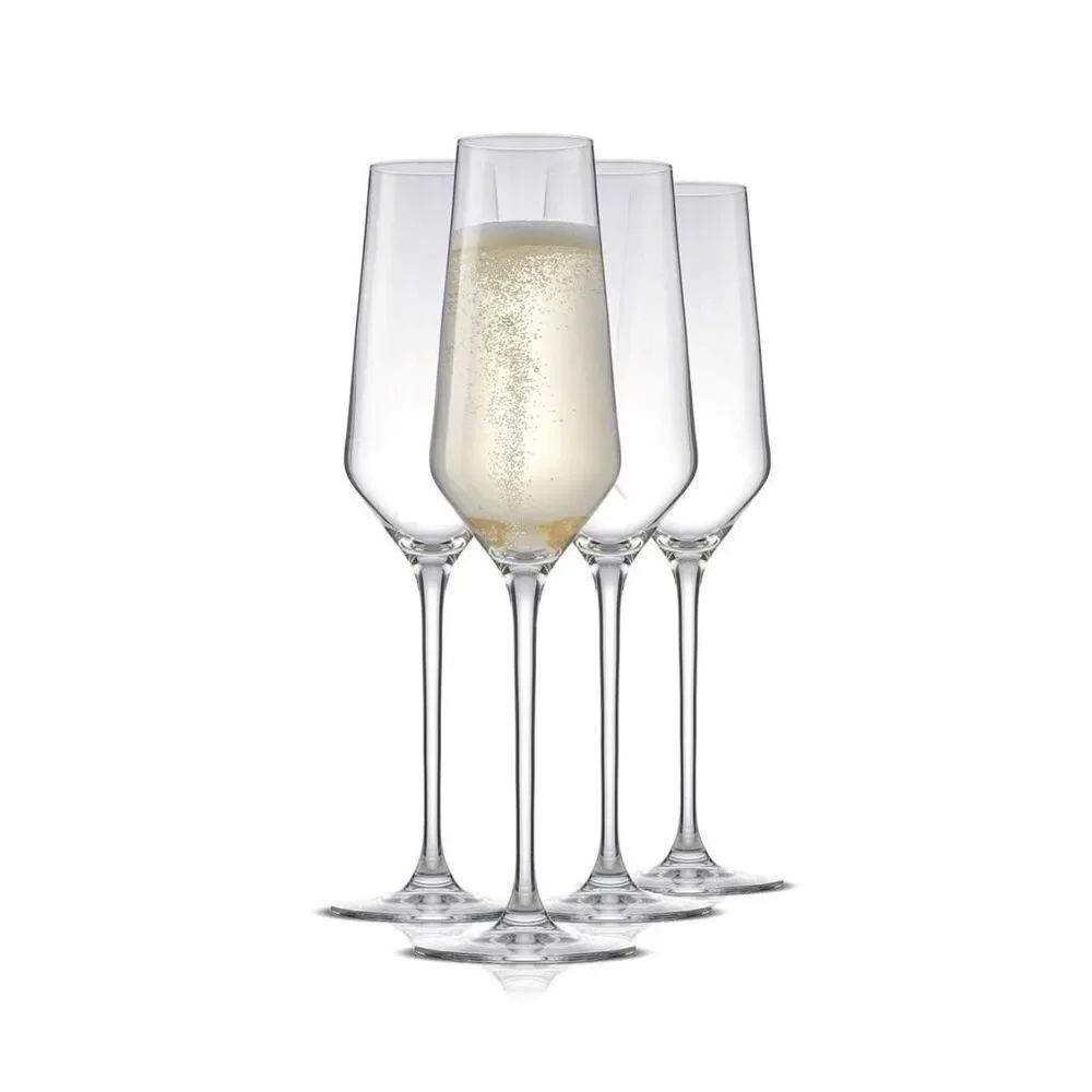 JoyJolt Layla Crystal Champagne Flutes Glasses Set of 4 Czech Republic NIB New
